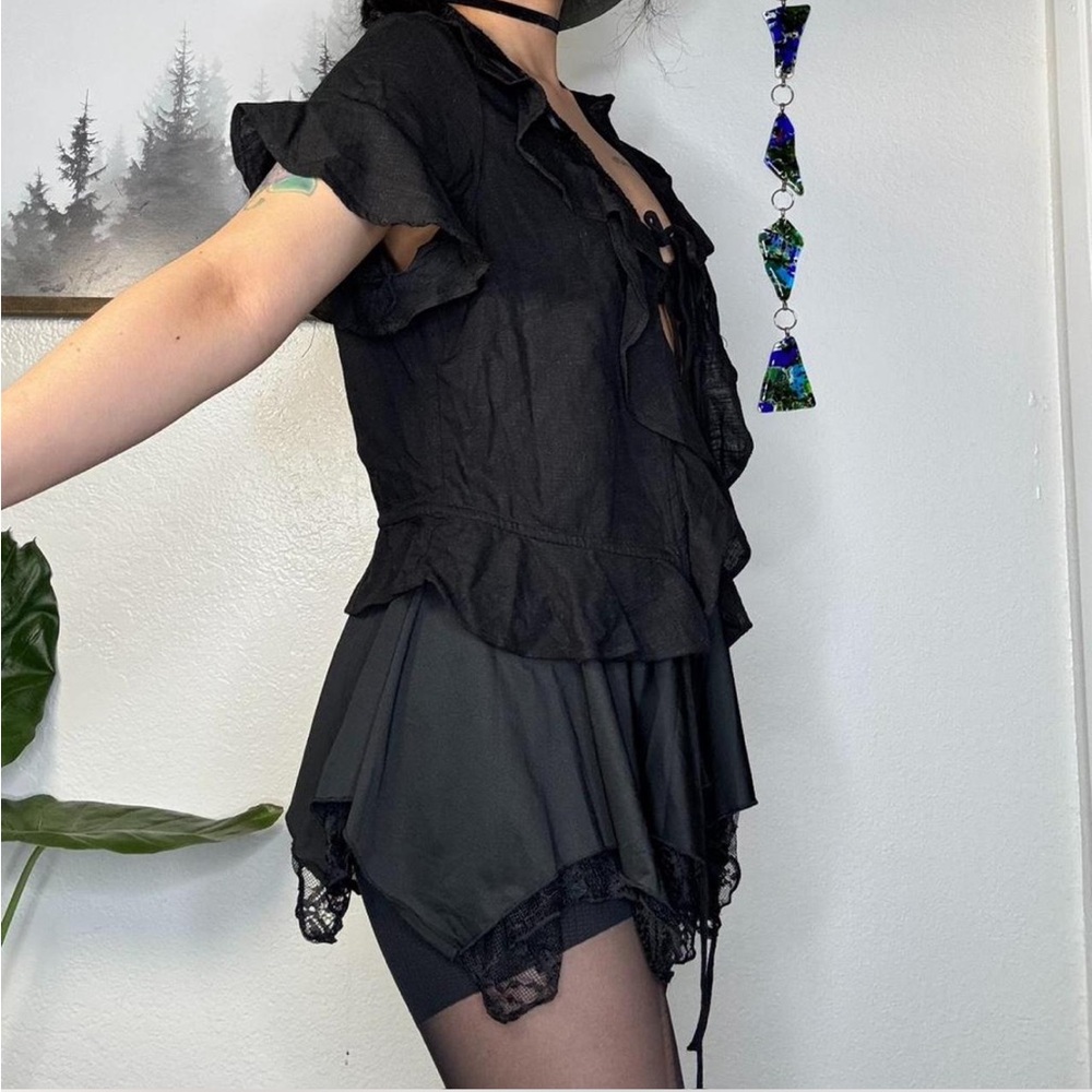 H&M Black Ruffle Tie Top - Picture 4 of 6